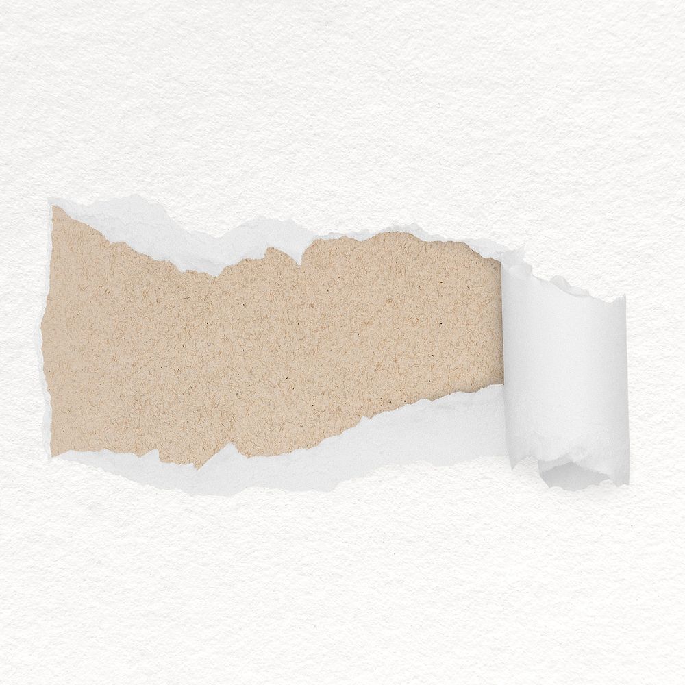 Ripped paper collage element, torn piece psd