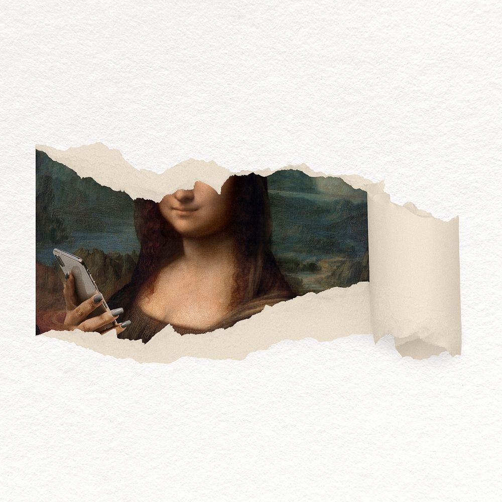 Mona Lisa collage element, Da Vinci's artwork remixed by rawpixel psd