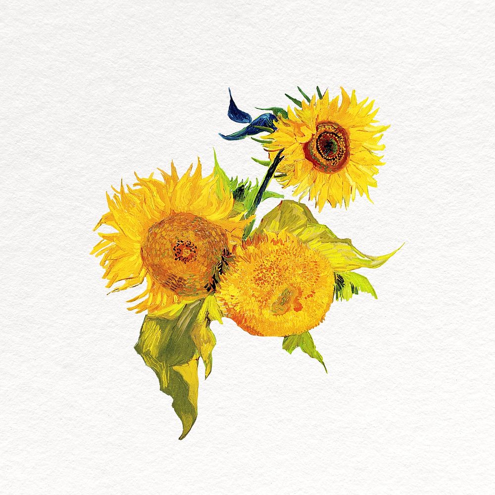Sunflower, Van Gogh's artwork remixed by rawpixel