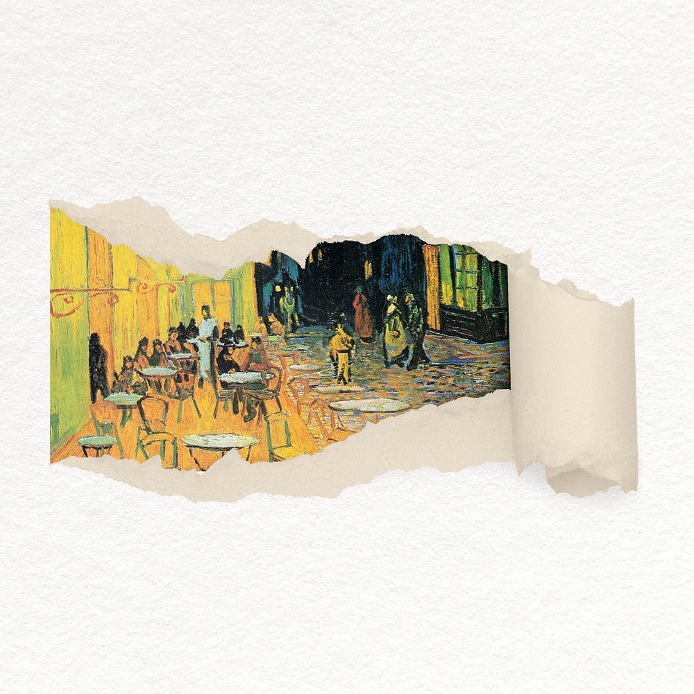 Caf&eacute; Terrace collage element, Van Gogh's artwork remixed by rawpixel psd