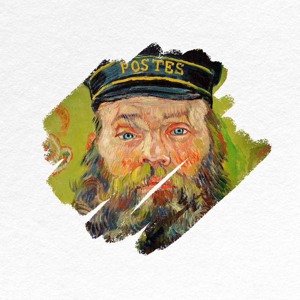 Postman Joseph Roulin collage element, paint stroke, famous artwork remixed by rawpixel psd