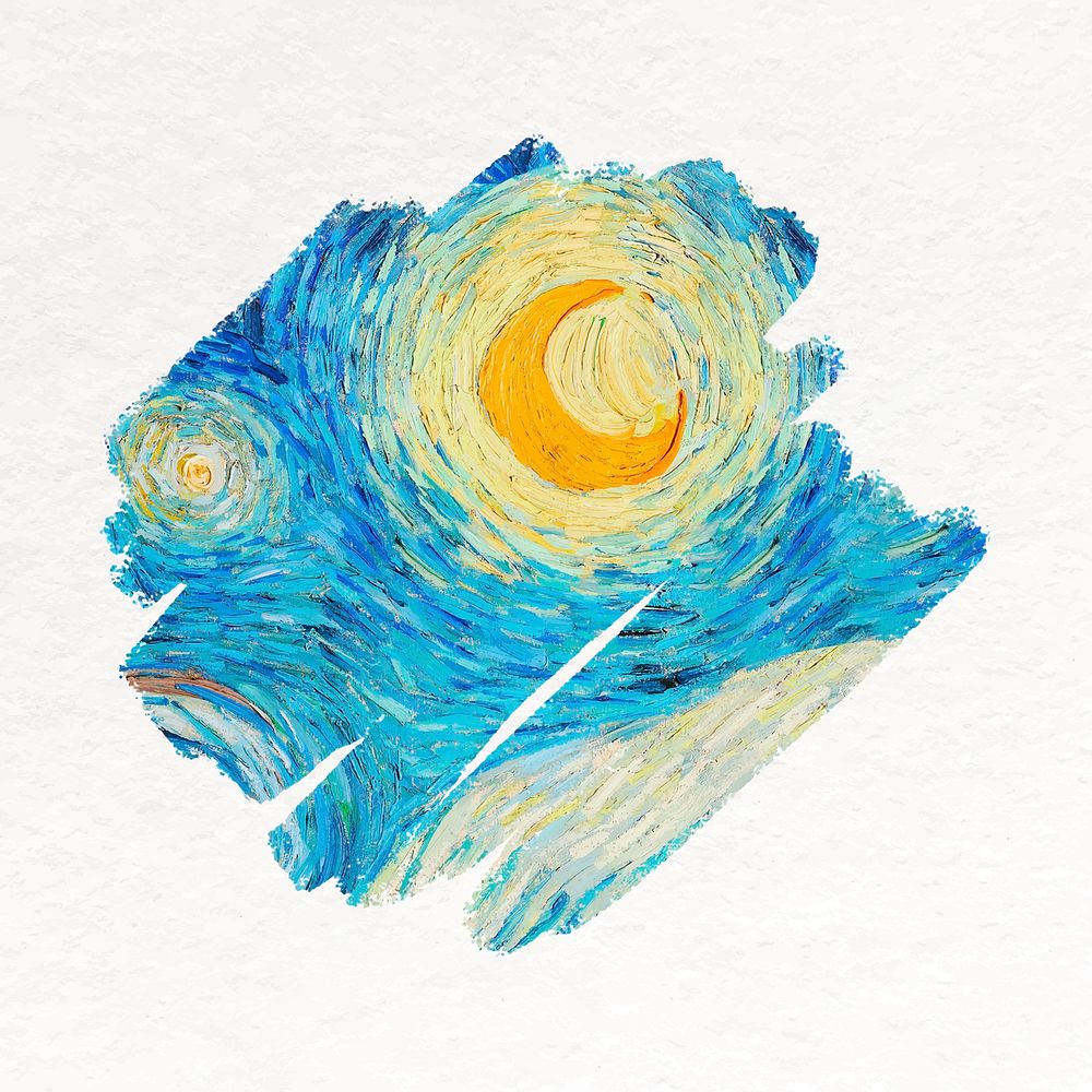 Starry Night paint stroke collage element,  paint stroke, famous artwork remixed by rawpixel vector