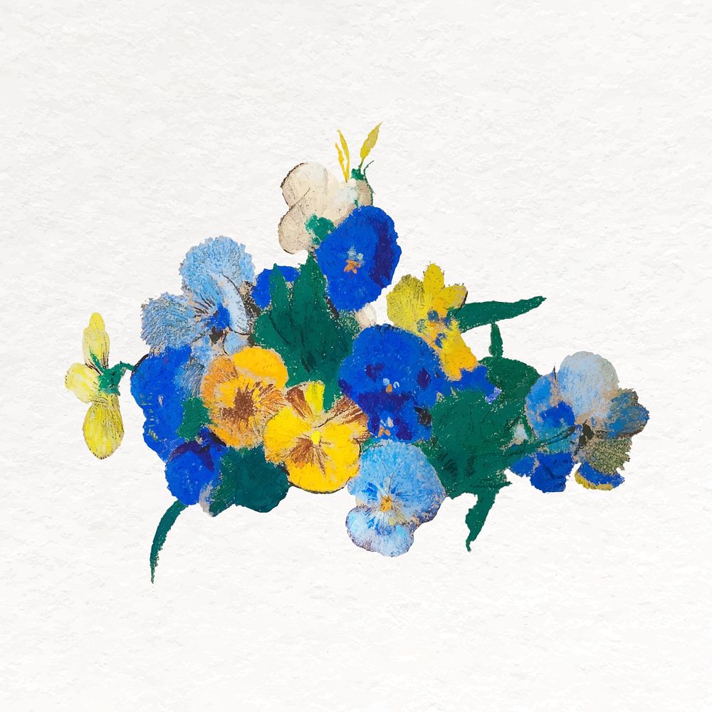 Blue flowers collage element, vintage artwork remixed by rawpixel vector