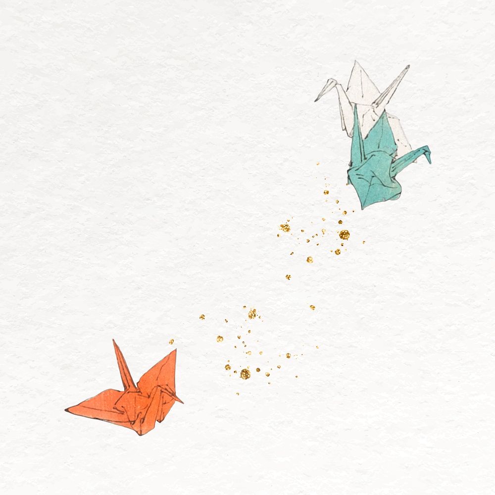 Paper bird collage element, Japanese origami vector