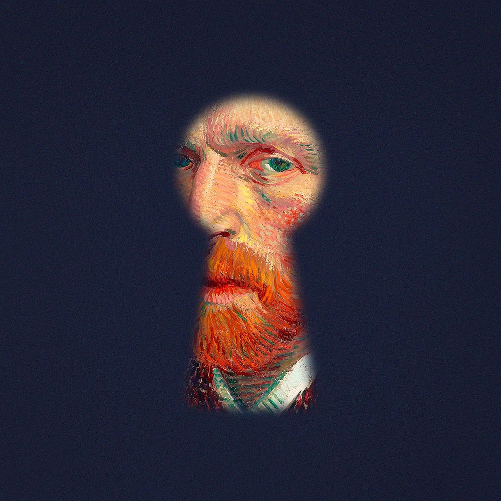 Van Gogh's portrait in Keyhole mixed media, remixed by rawpixel vector