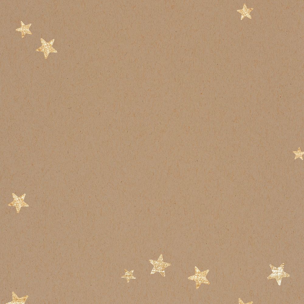 Brown background, gold star frame design psd
