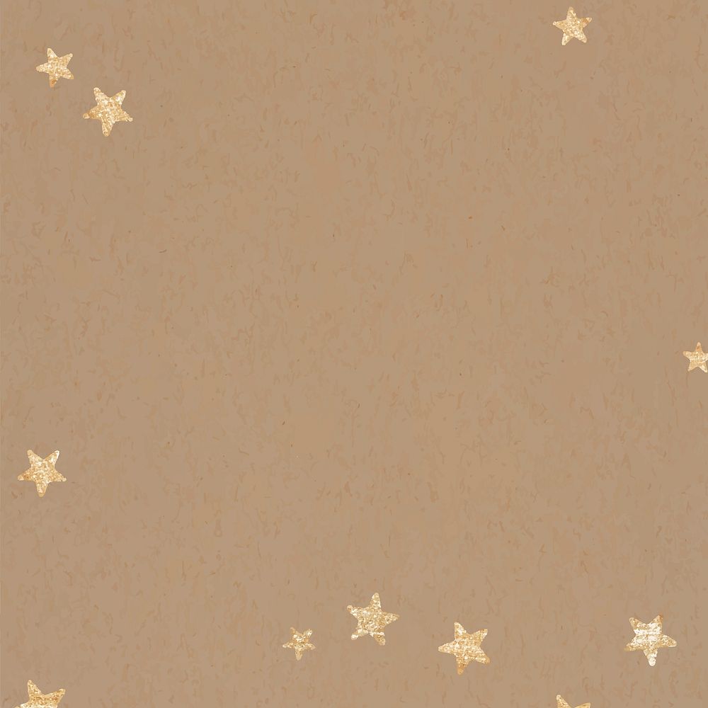 Brown background, gold star frame design vector