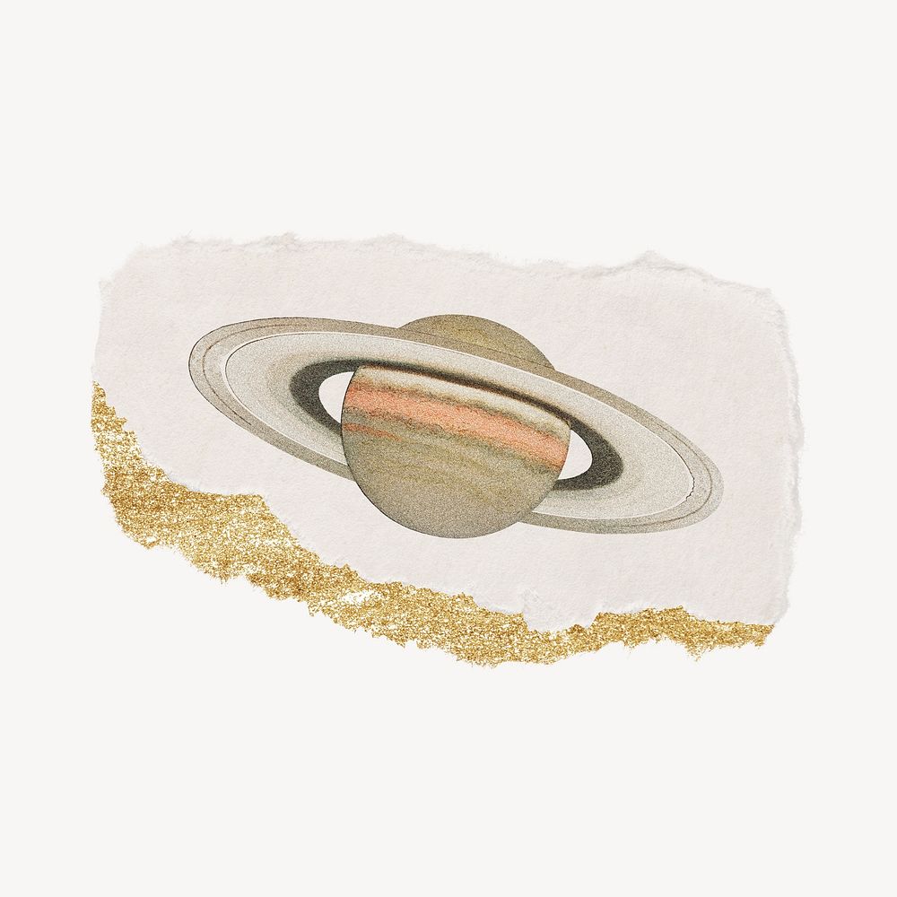 Saturn on glitter torn paper design