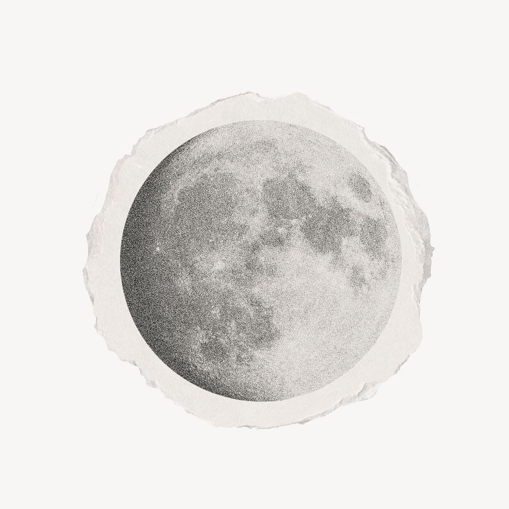 Moon on ripped paper, vintage design