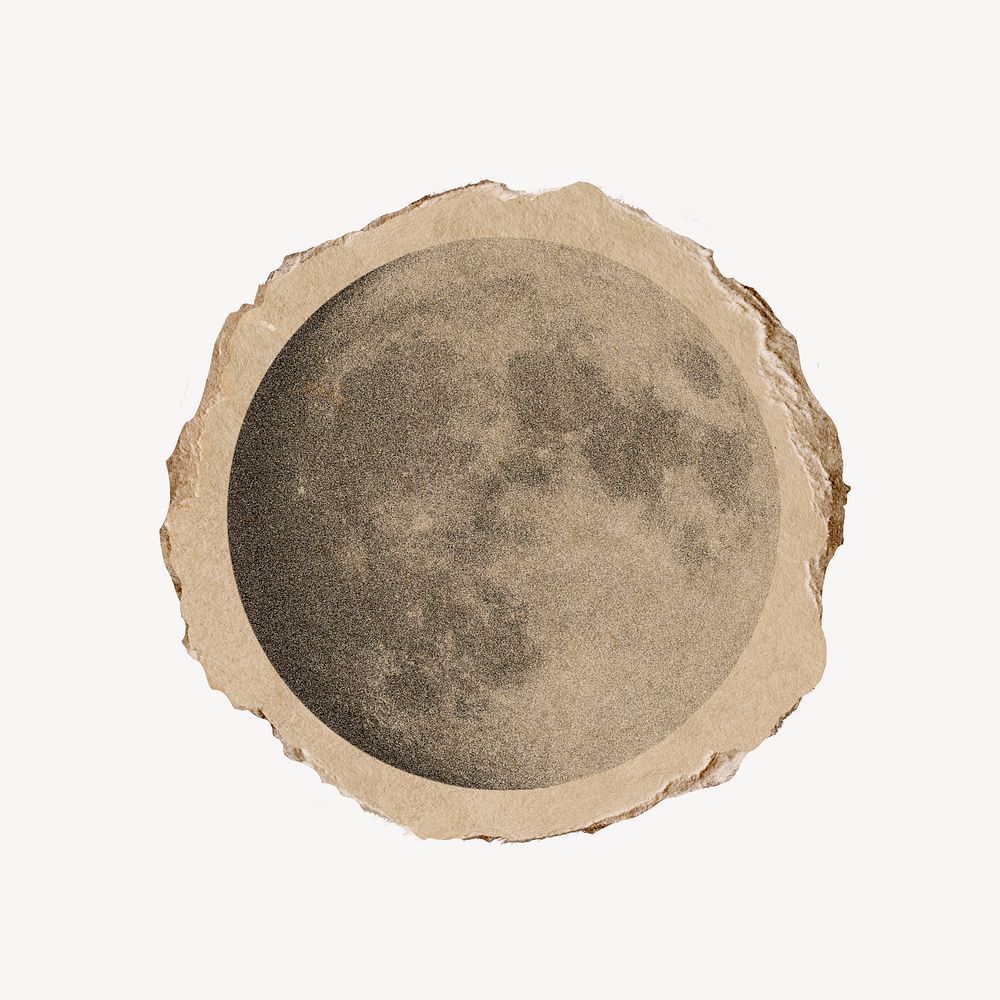Moon on ripped paper, vintage design