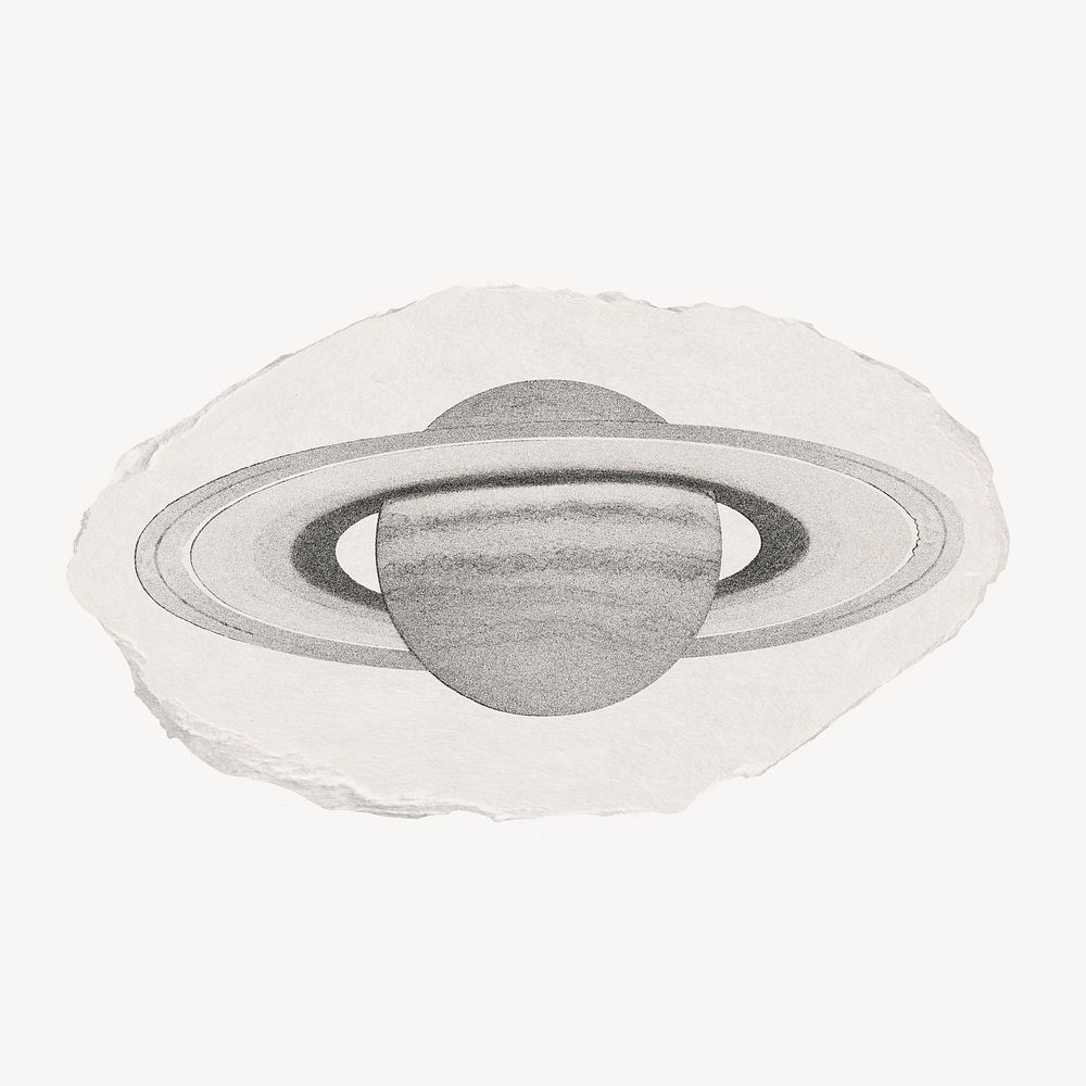 Saturn on ripped paper, vintage design