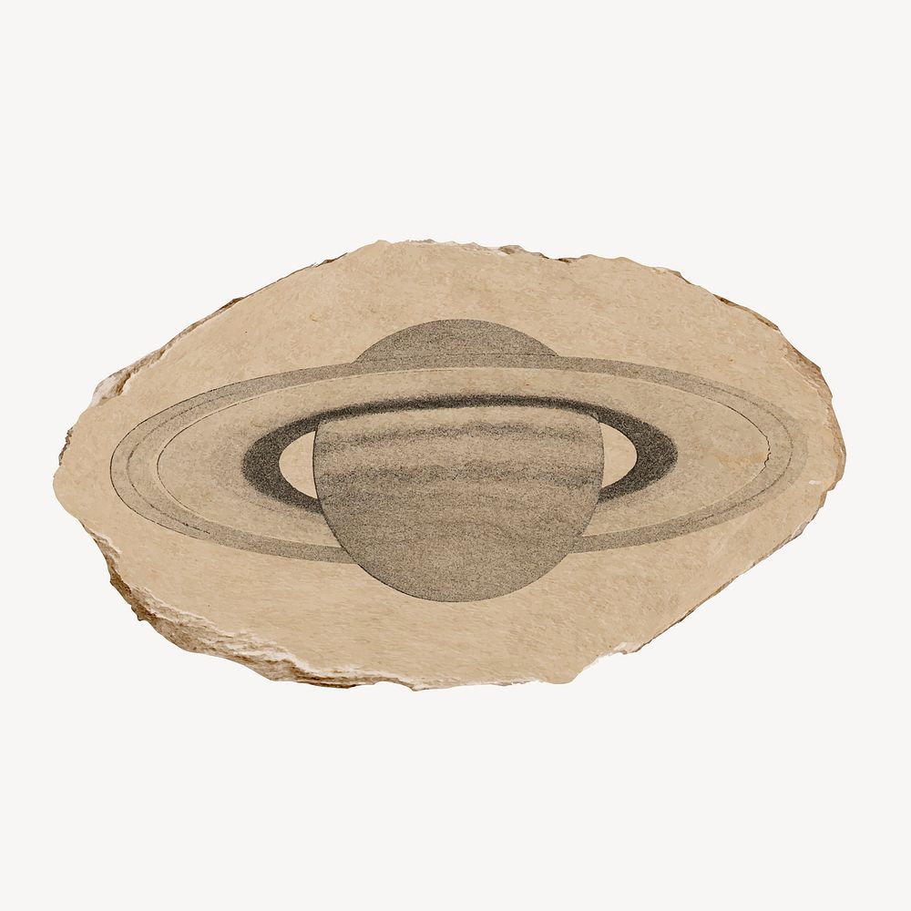 Saturn ripped paper collage element, vintage design vector