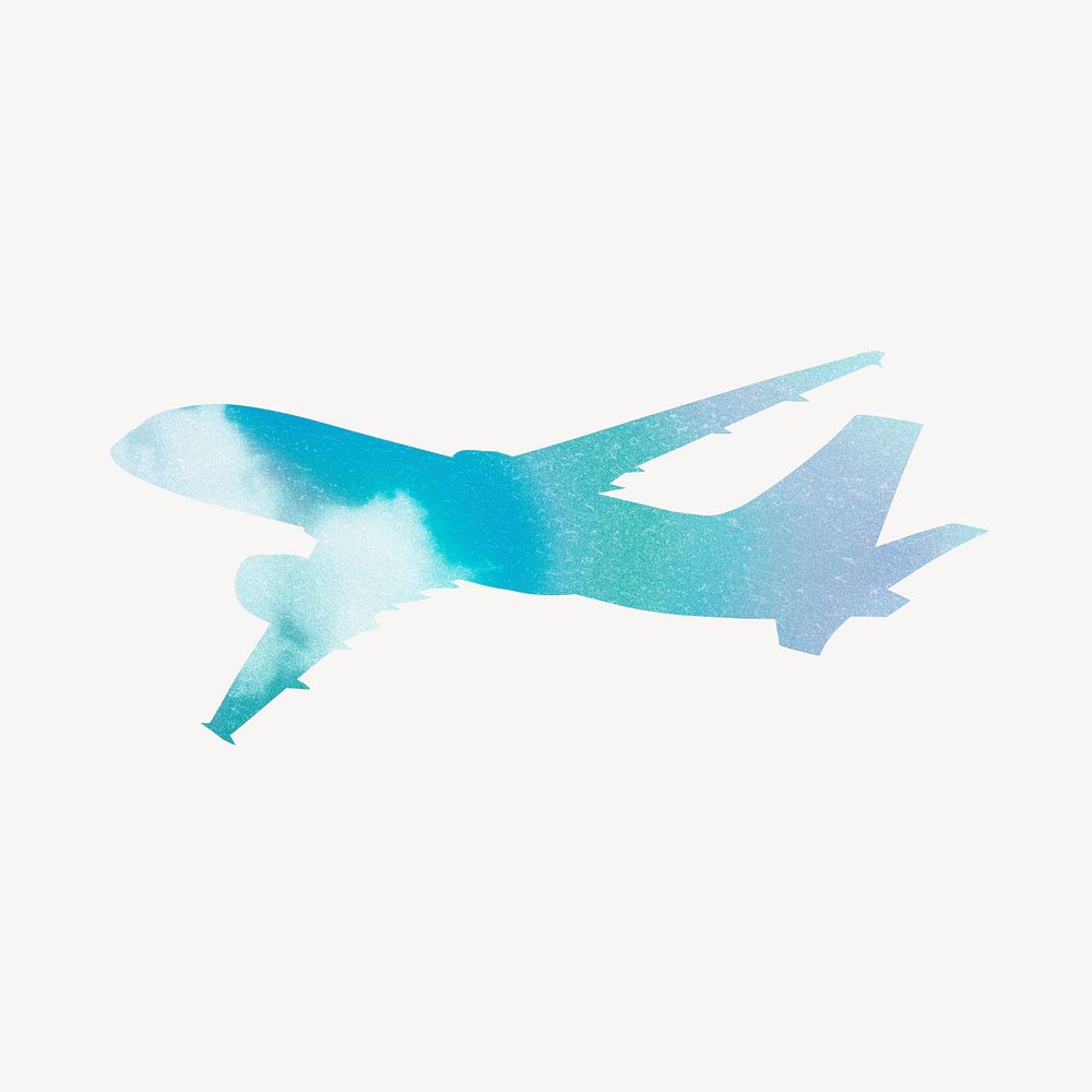 Gradient blue plane collage element psd