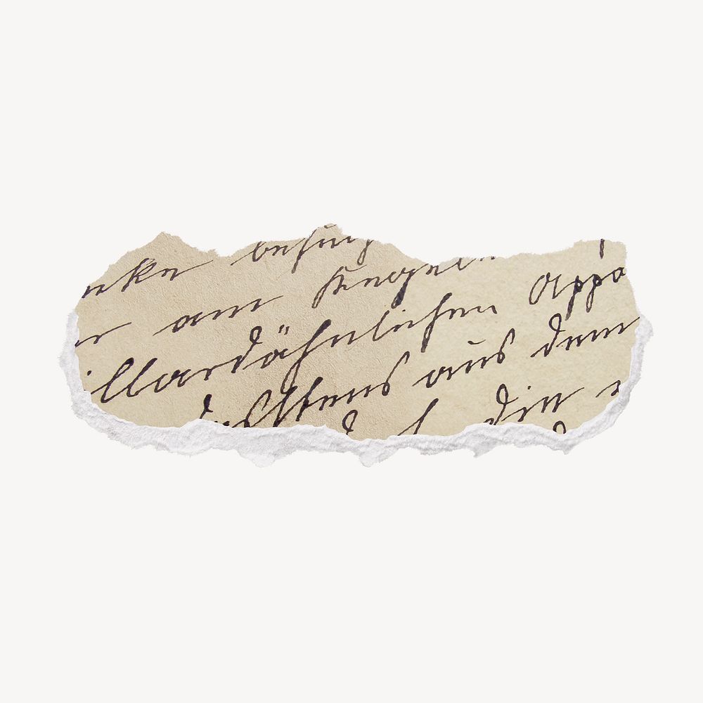 Ephemera,  cursive writing ripped paper design