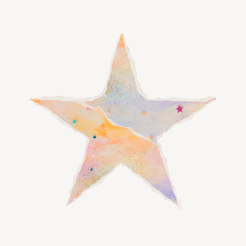 Gradient star collage element, ripped paper design vector