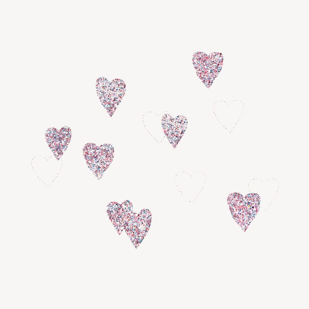 Pink glitter heart collage element, shimmer design vector