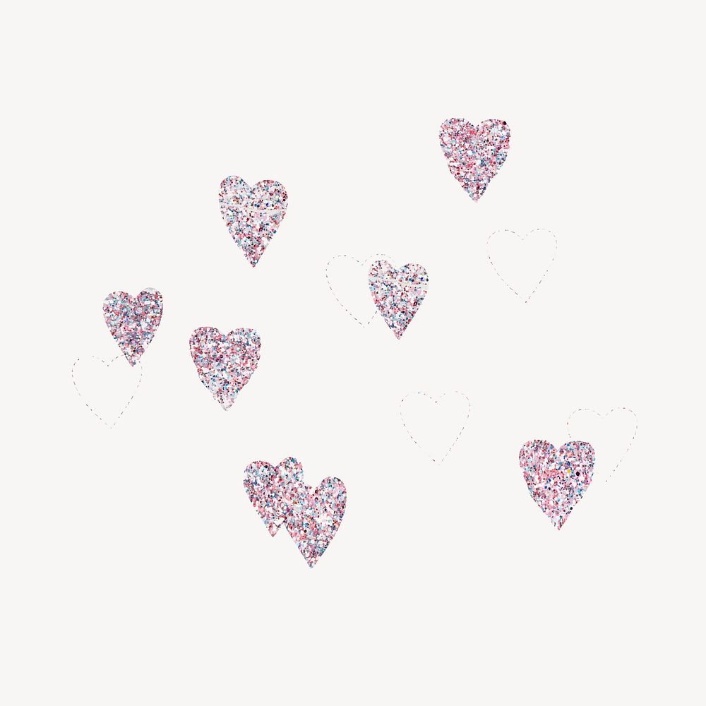 Pink glitter heart collage element, Premium Vector rawpixel