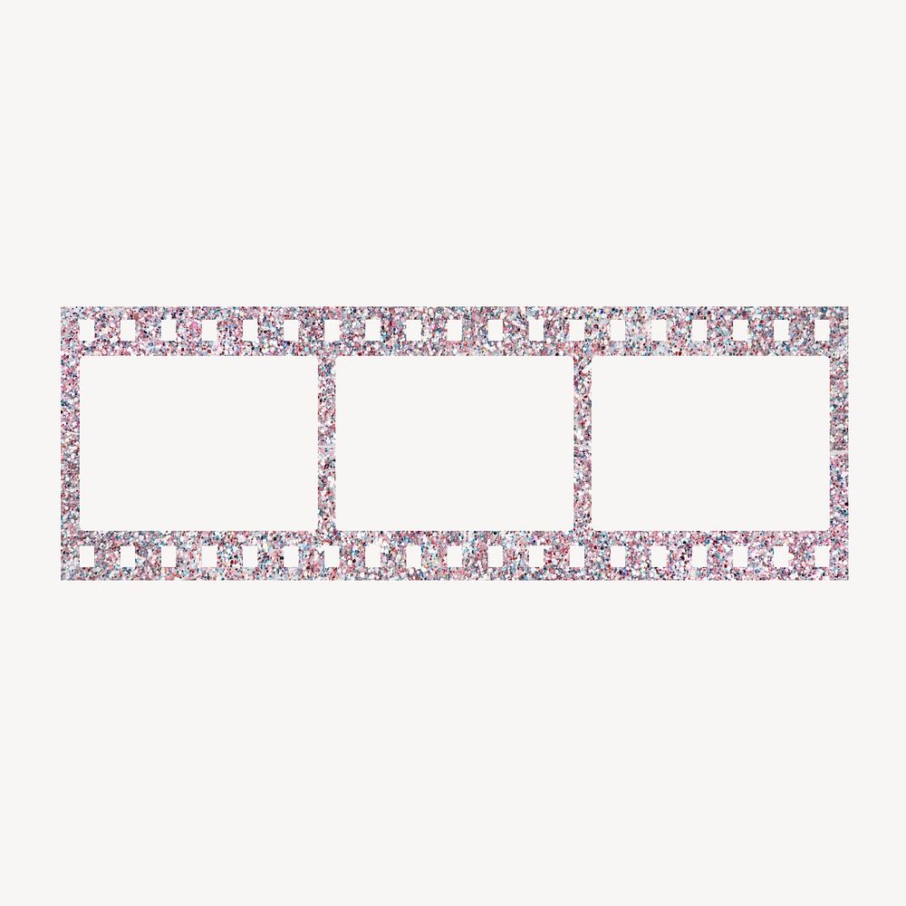 Glitter film strip frame, collage element, retro design psd