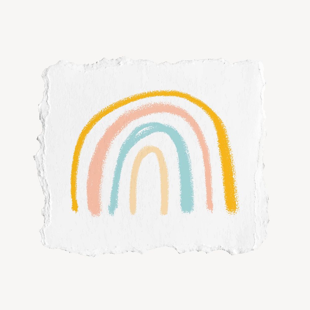 Rainbow collage element, ripped paper design vector