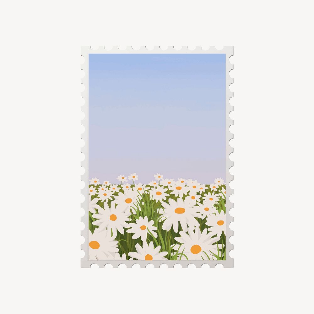 Daisy field collage element, aesthetic design vector