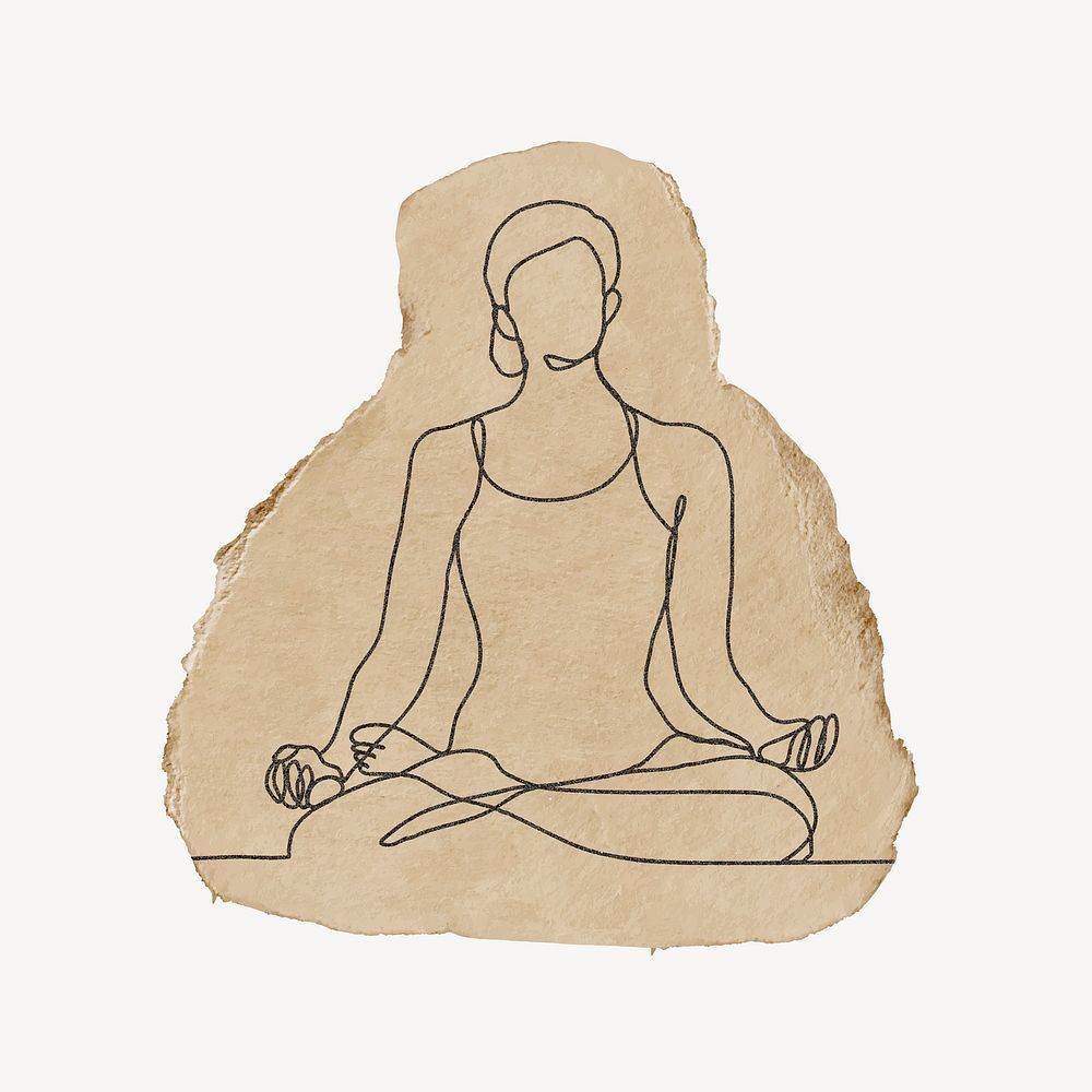 Yoga collage element, spiritual ripped paper design vector