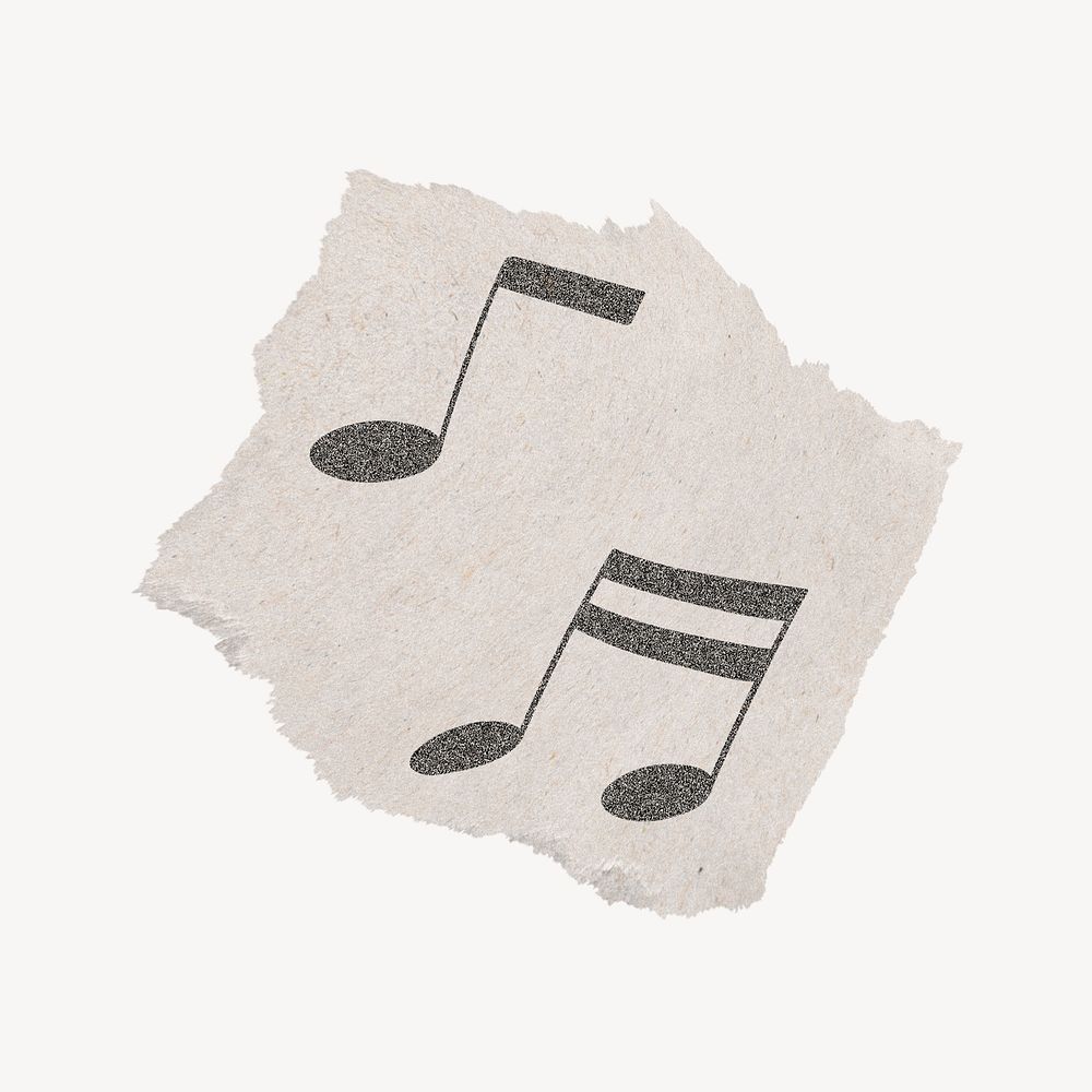 Musical notes collage element, torn paper design psd