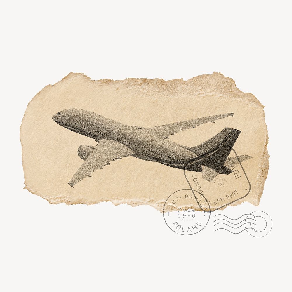 Airplane on ripped paper design