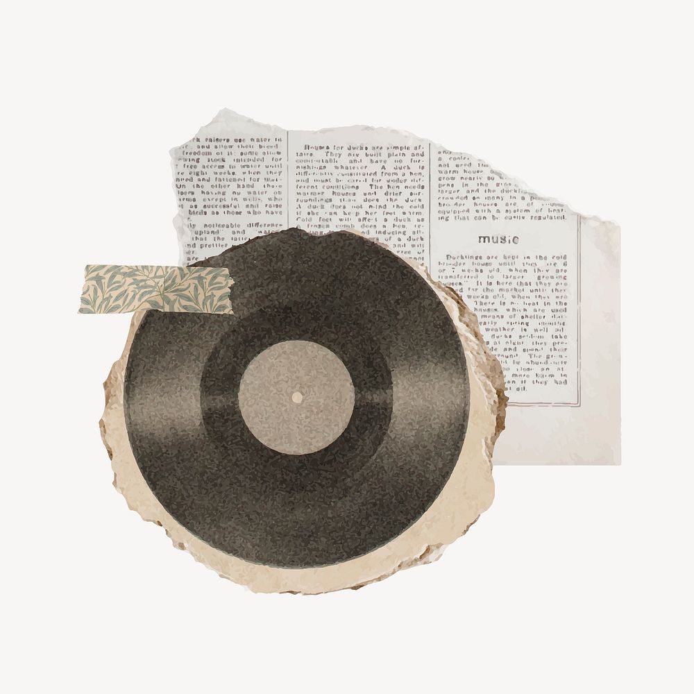 Retro vinyl collage element, ripped paper design vector