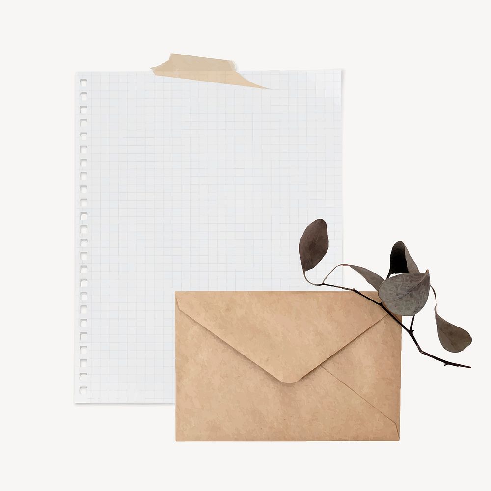 Letter collage element, stationery design vector