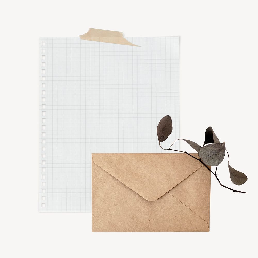 Letter collage element, stationery design psd