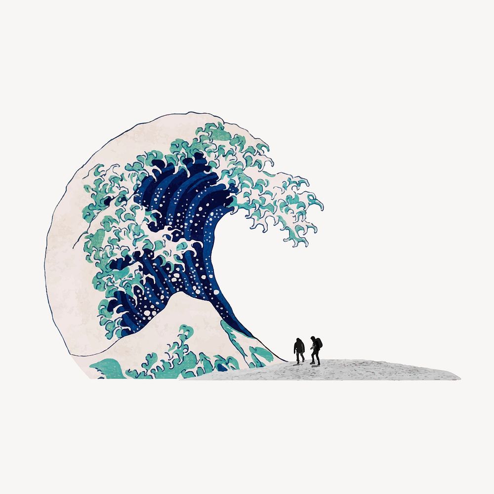 Great wave off kanagawa collage element, Hokusai's famous artwork  vector remixed by rawpixel