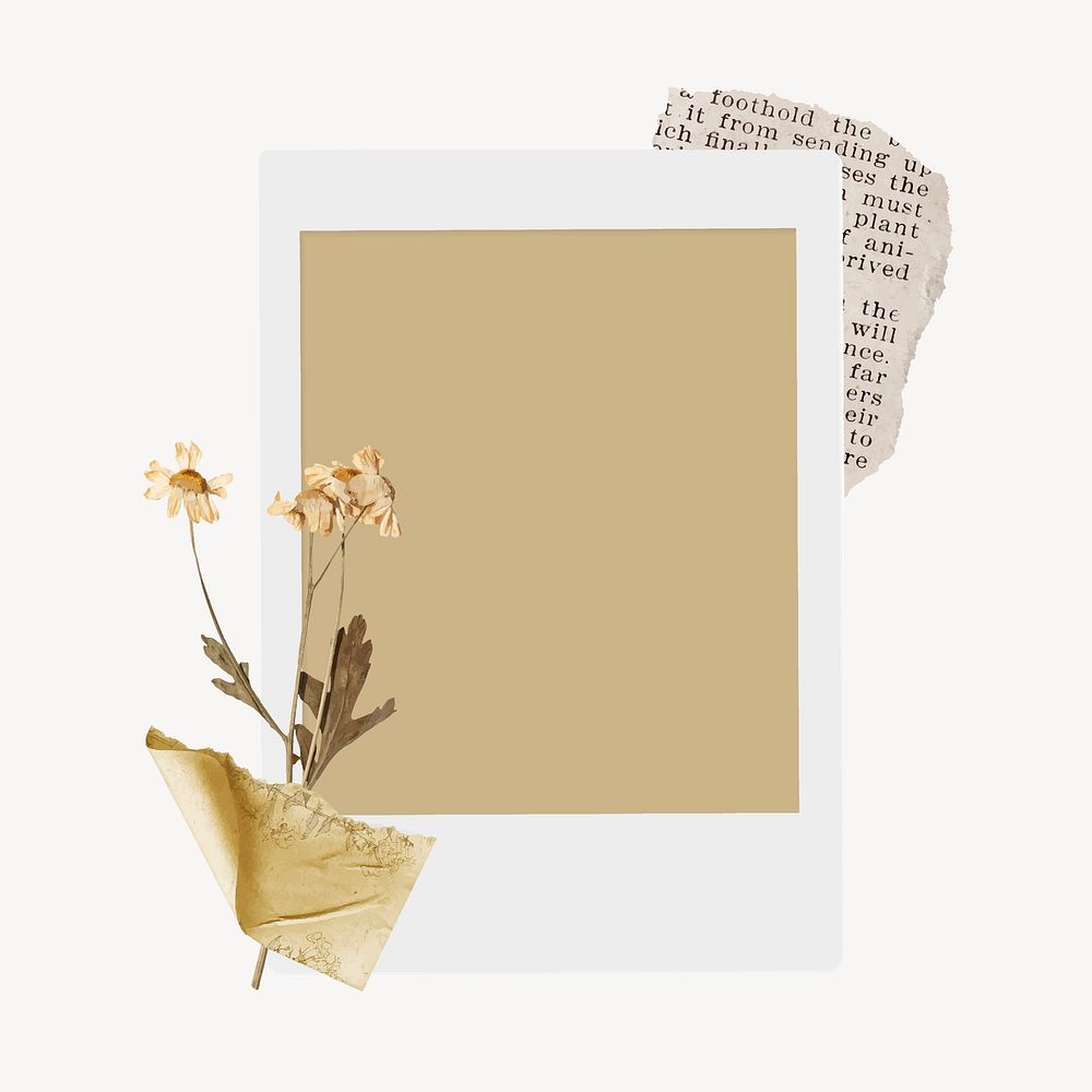 Instant photo frame collage element, vintage design vector