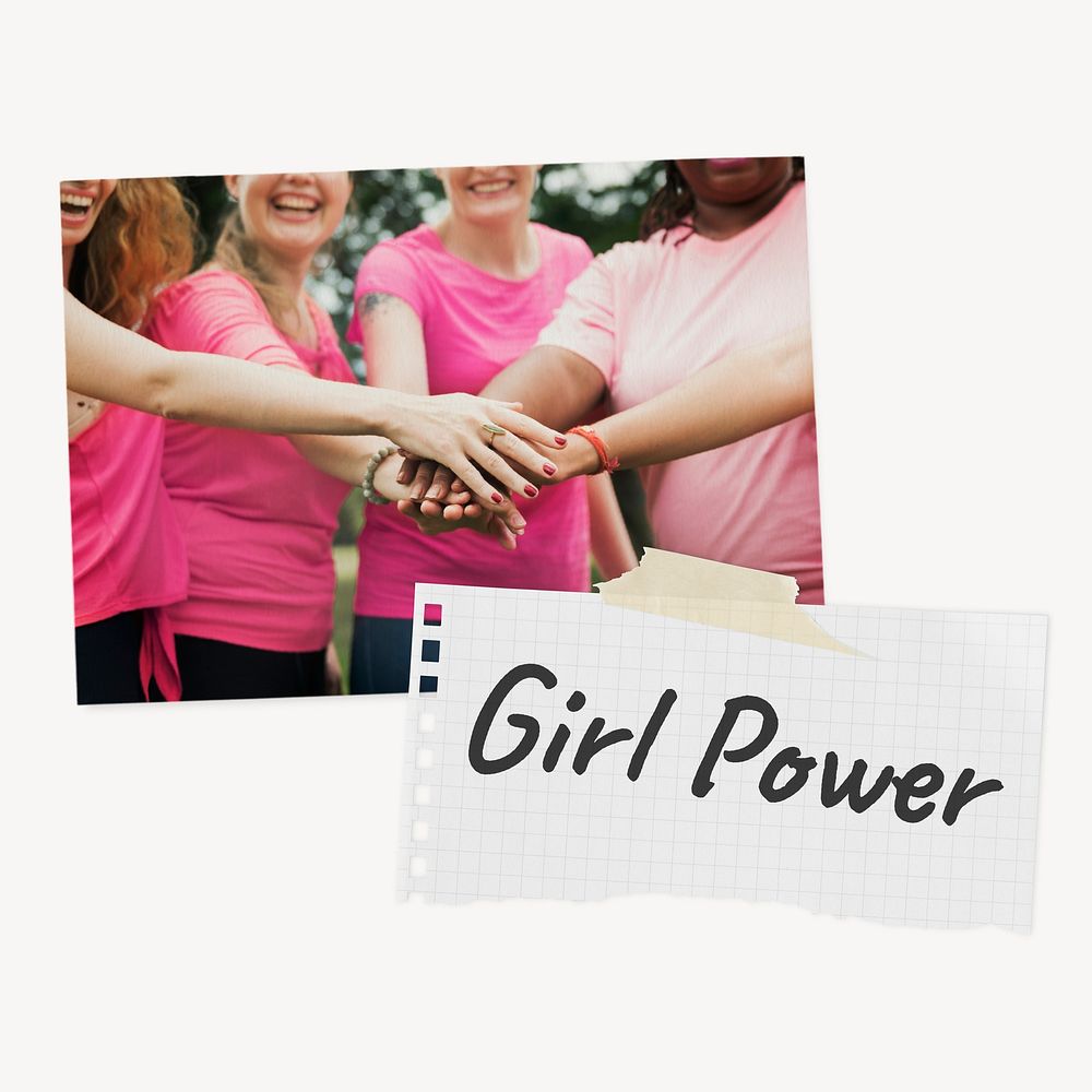 Girl power mood board, breast cancer awareness concept