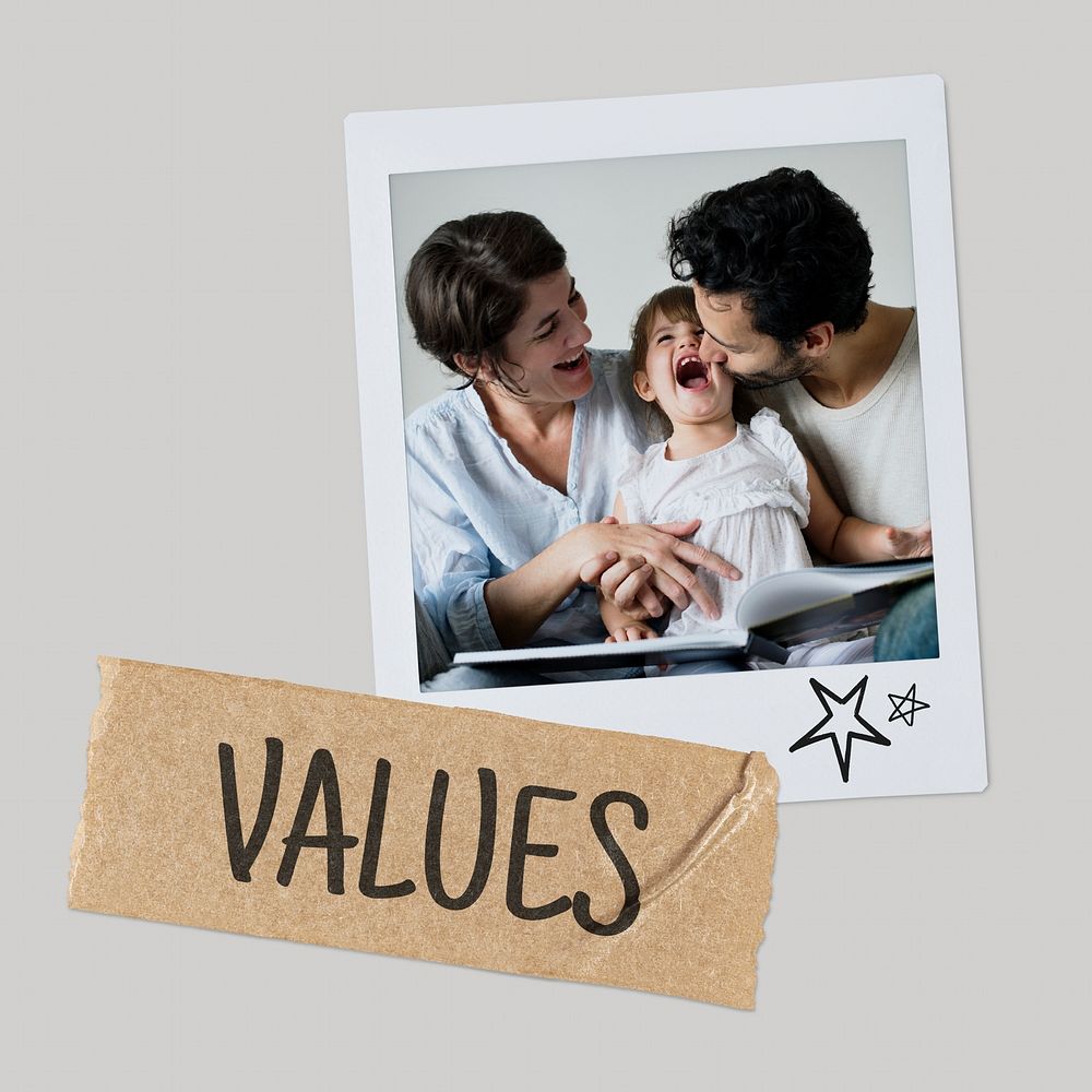 Happy family, values concept instant film image