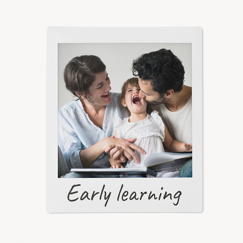 Happy family, early learning concept instant film image