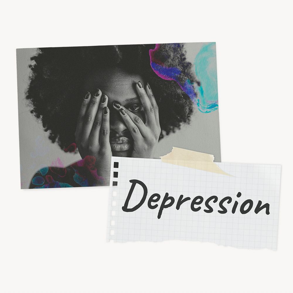Depression paper collage, mental health concept 
