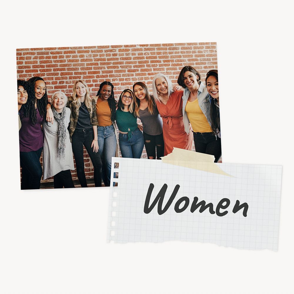 Diverse women paper collages, feminism concept 