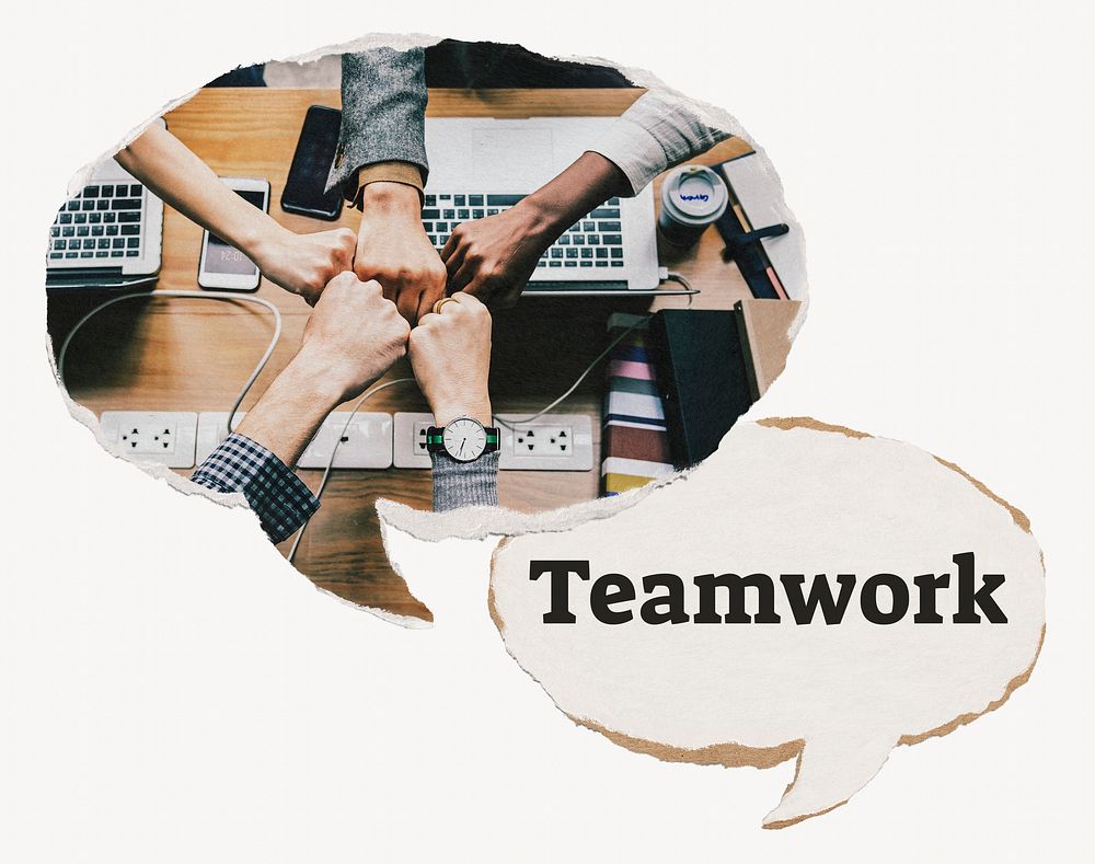 Teamwork paper speech bubble, business concept