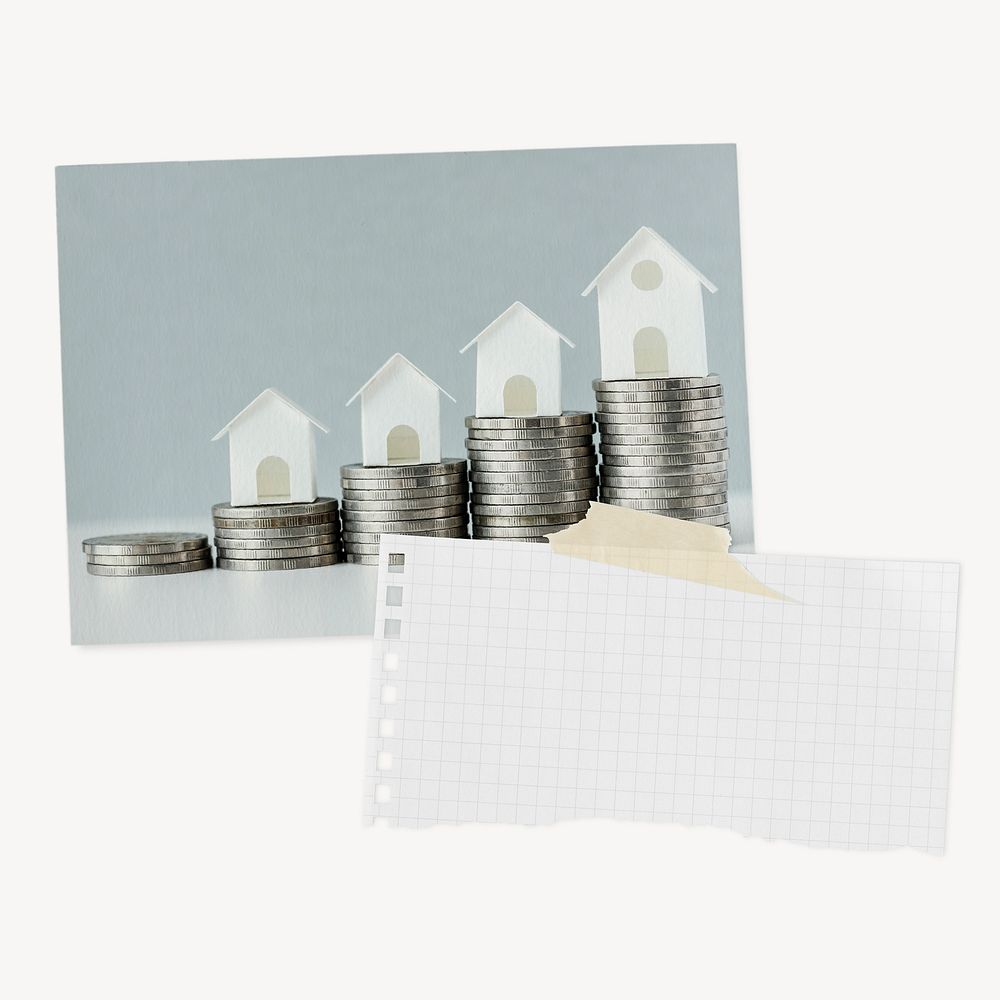 Mortgage savings paper collage, finance, real estate concept
