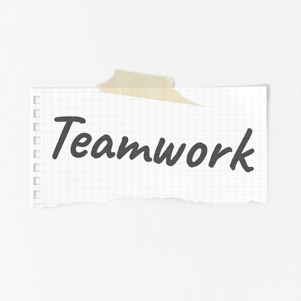 Teamwork typography ripped note paper