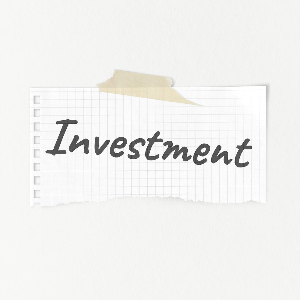 Investment ripped paper sticker, typography image