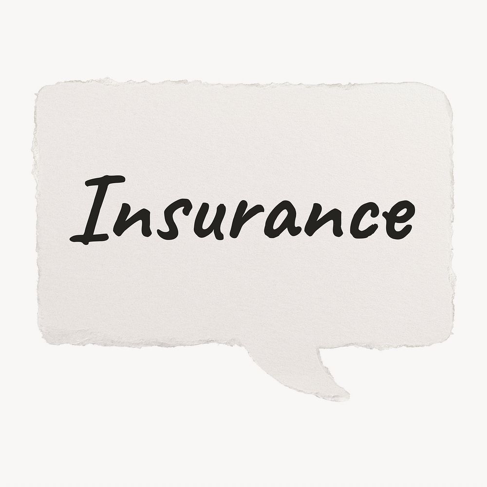 Insurance sticker, paper speech bubble typography
