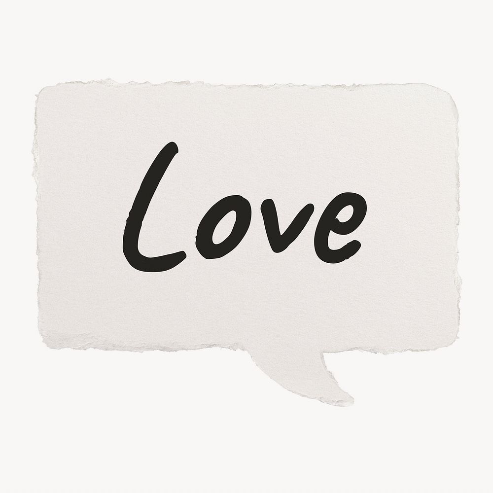 Love speech bubble, Valentine's concept, typography paper