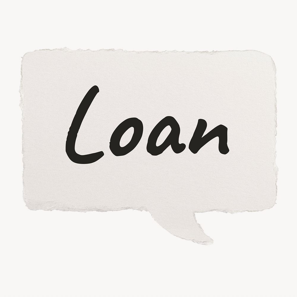 Loan typography speech bubble, finance concept, paper craft