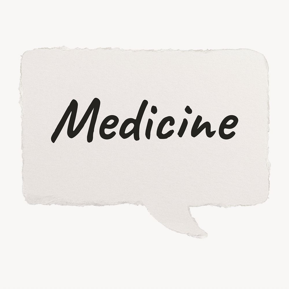 Medicine typography, paper speech bubble