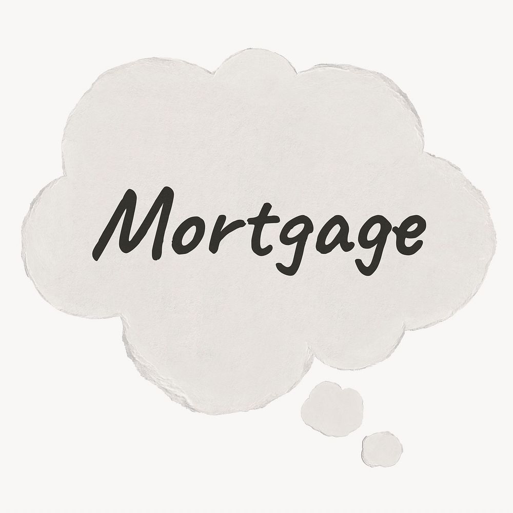 Mortgage typography speech bubble, finance concept, paper craft