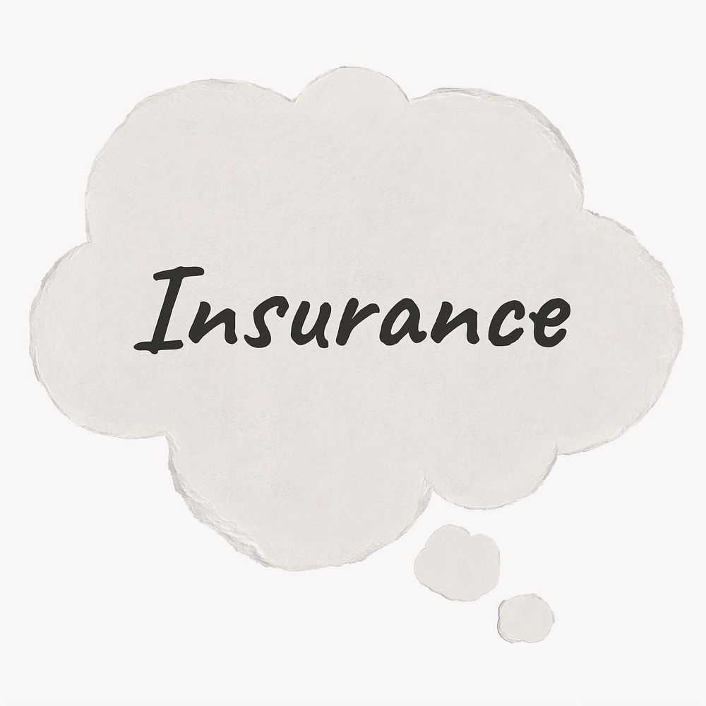 Insurance sticker, paper speech bubble typography