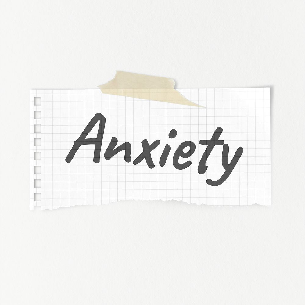 Anxiety typography, ripped note paper