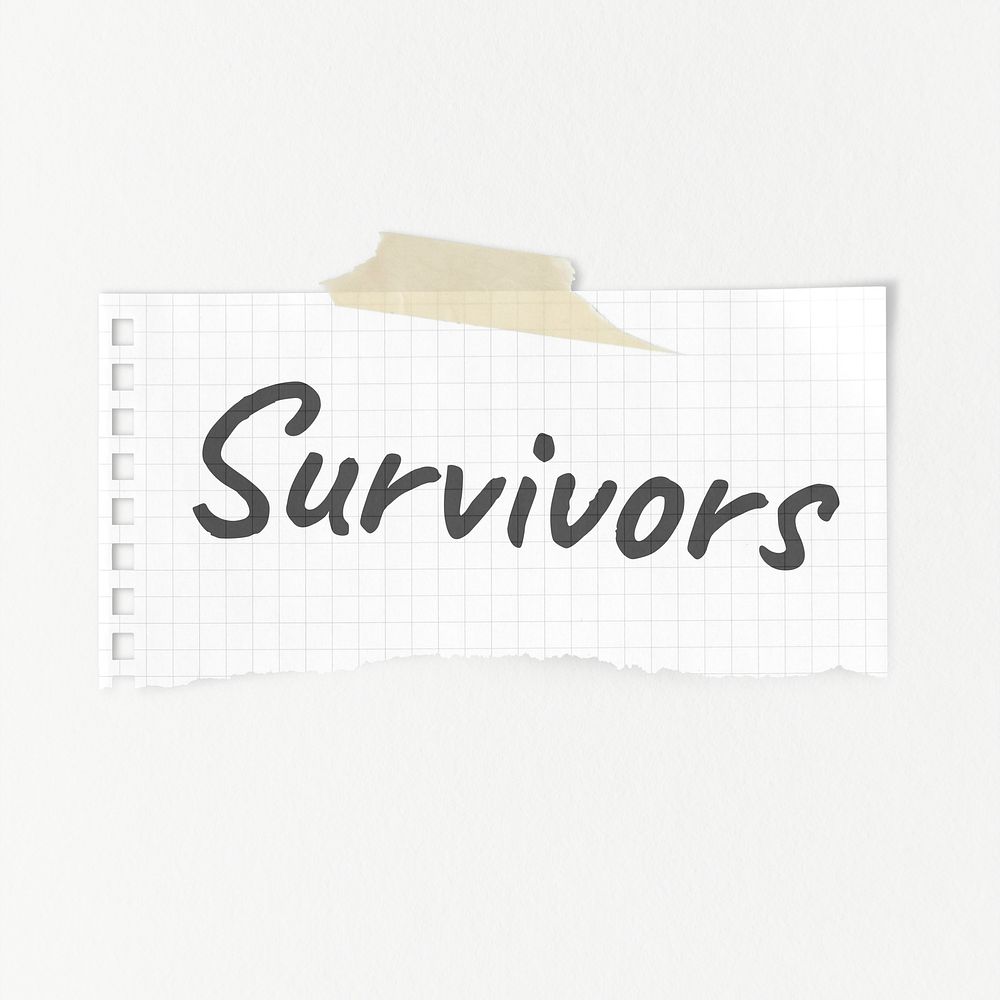 Survivors ripped paper, cancer awareness typography