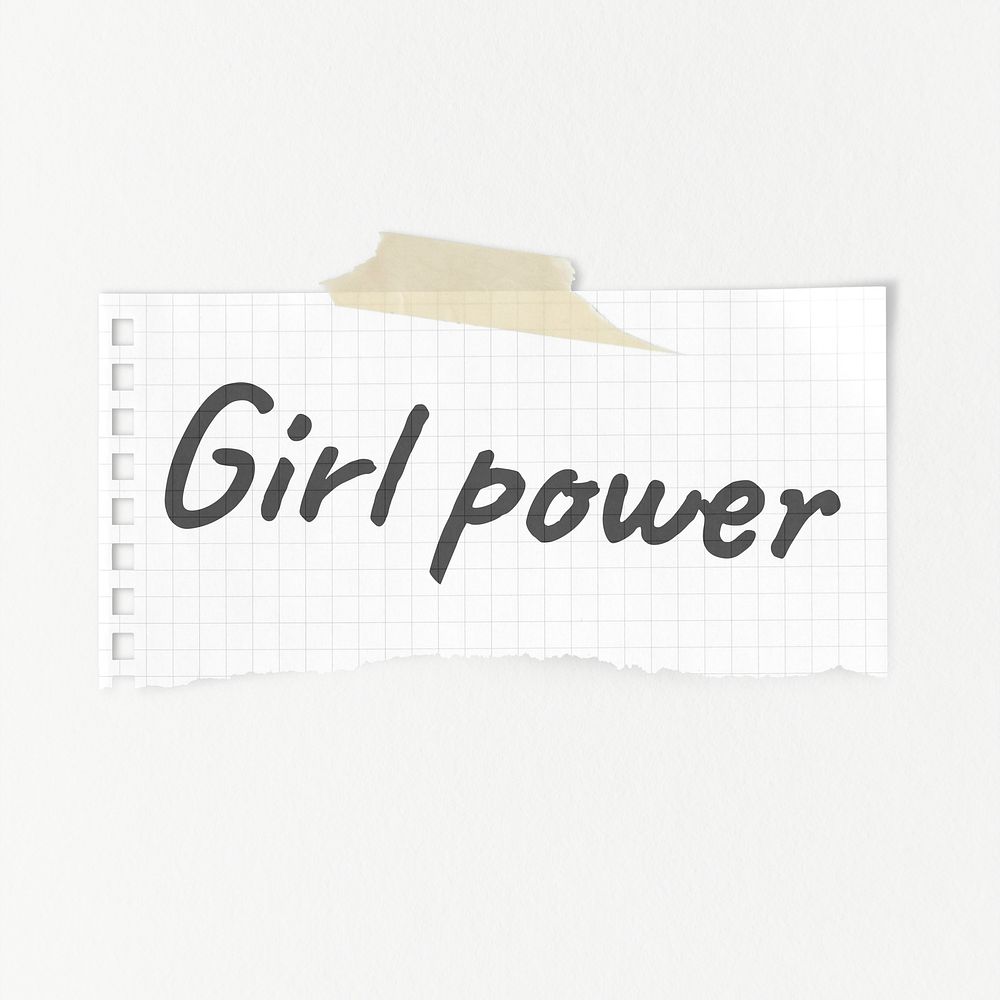 Girl power typography, ripped paper isolated image